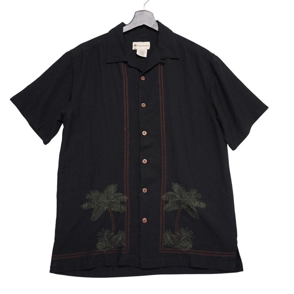 Havana Jack's Cafe Palm Tree Embroidered Button Down Shirt| Island Vibes‎